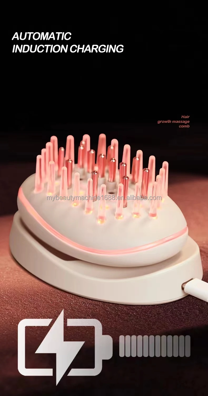 Professional anti-hair loss 650nm red light treatment brush electronic diode laser hair growth comb