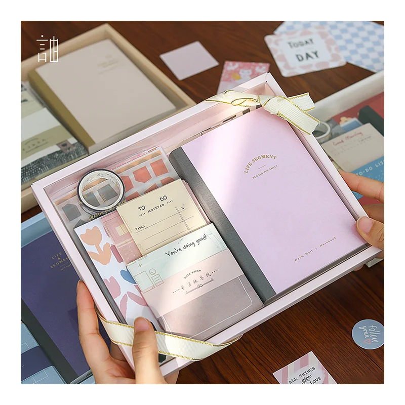 Simno Kawaii Handbook Stationary Set A6 Color 256 Pages Notebook  Gift Set Scrapbooking Journal DIY Kit