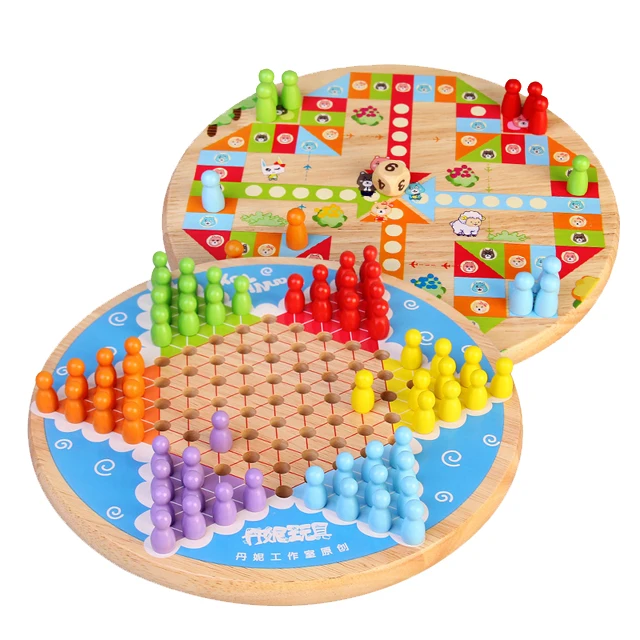 Chess Games Educational Toys Wooden Checkers 2020 New for Child Men Unisex Women Design 2 in 1 Checkers Games with Board Picture