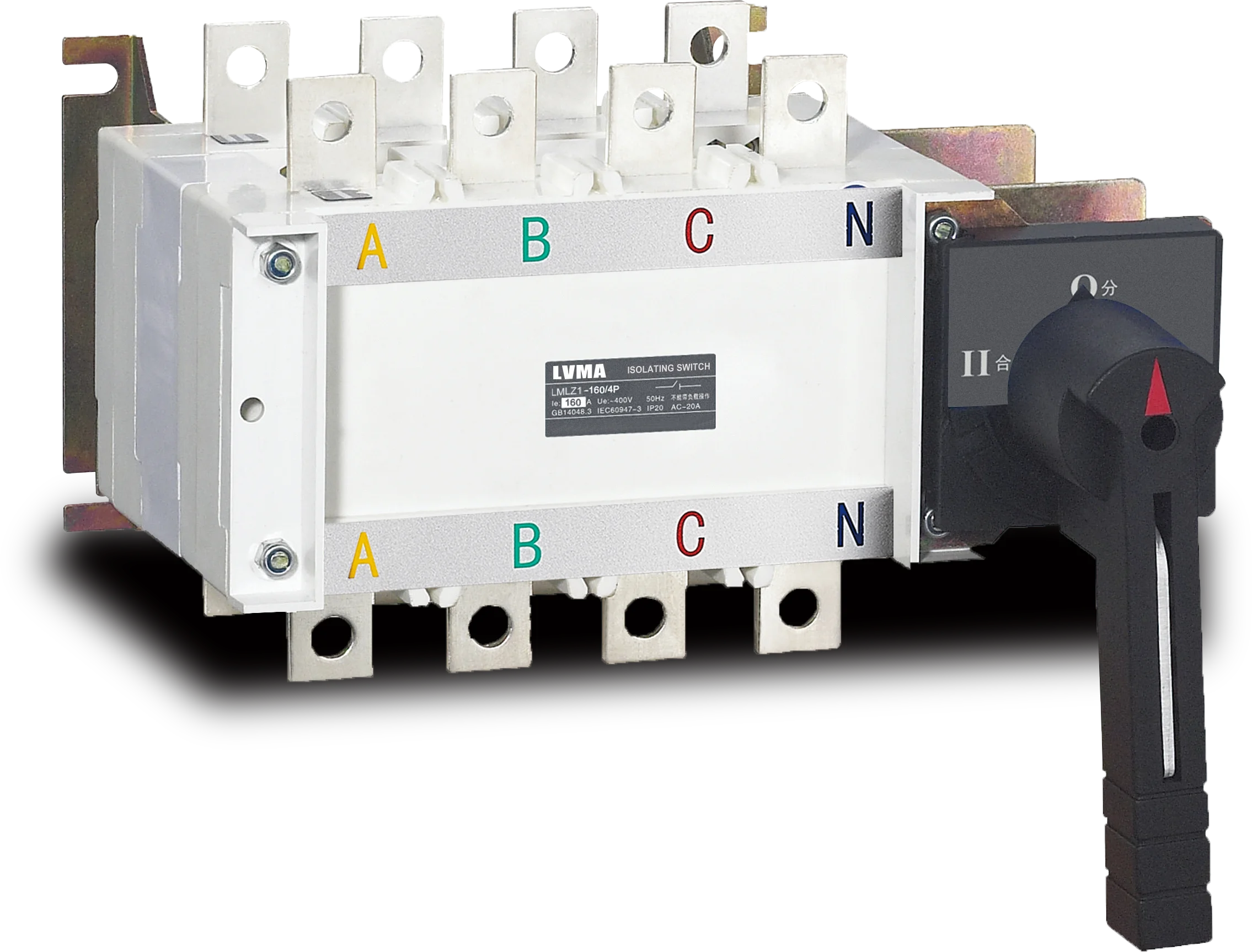 LVMA ATS LMGLZ1-160A 4P Manual Transfer Switch Mounted Dual Power Conversion Isolation Switch 100A~630A