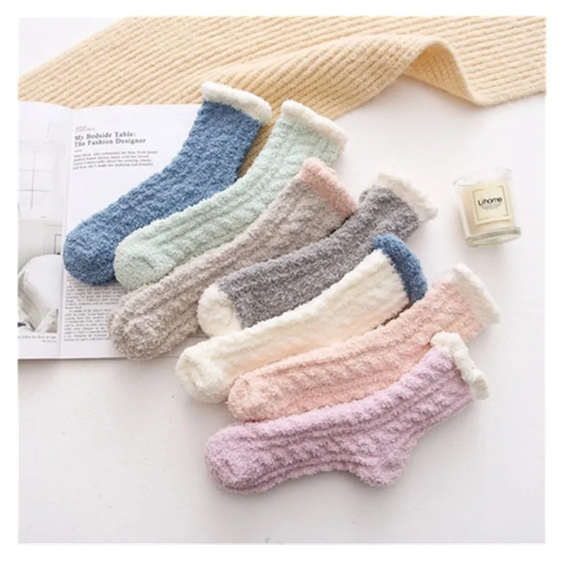 Fluffy Cozy Winter Warm Soft Fleece Comfy Thick Gift Slipper Socks For Women (1600379162359)