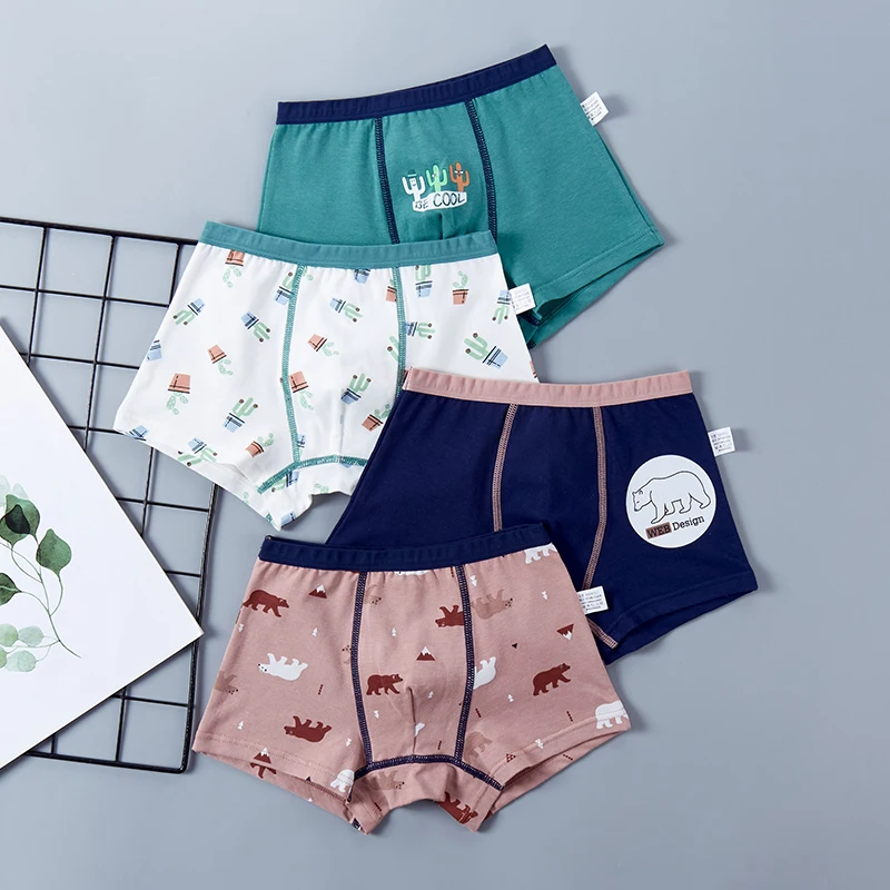 Multiple Combinations Soft Feeling 3 Pieces Breathable Cartoon Boy Kids Boxers Underwear