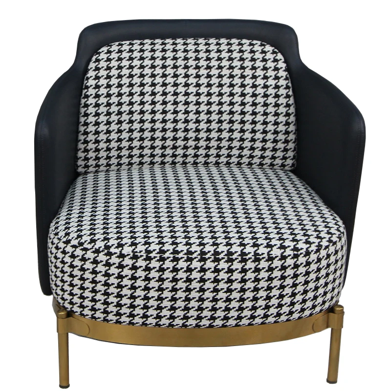 Modern Home Furniture Leisure Arm Chair Brass Steel Legs Fabric Upholstered Tape Armchair