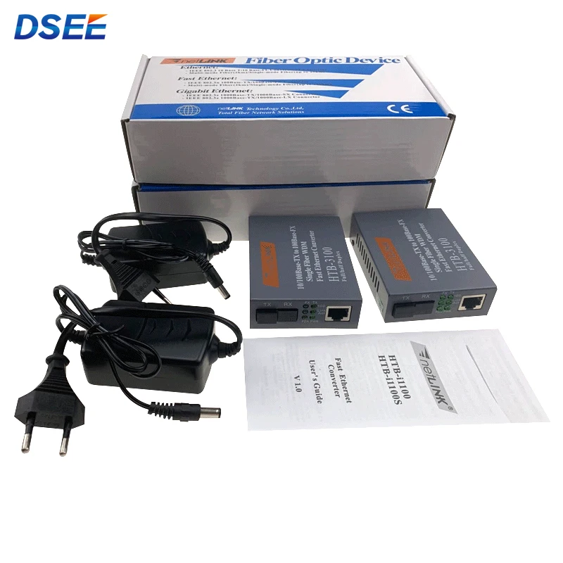Ethernet Converter 2 Port 4 RJ45 Converter HTB3100 10/100m 25KM Fiber Media Converter
