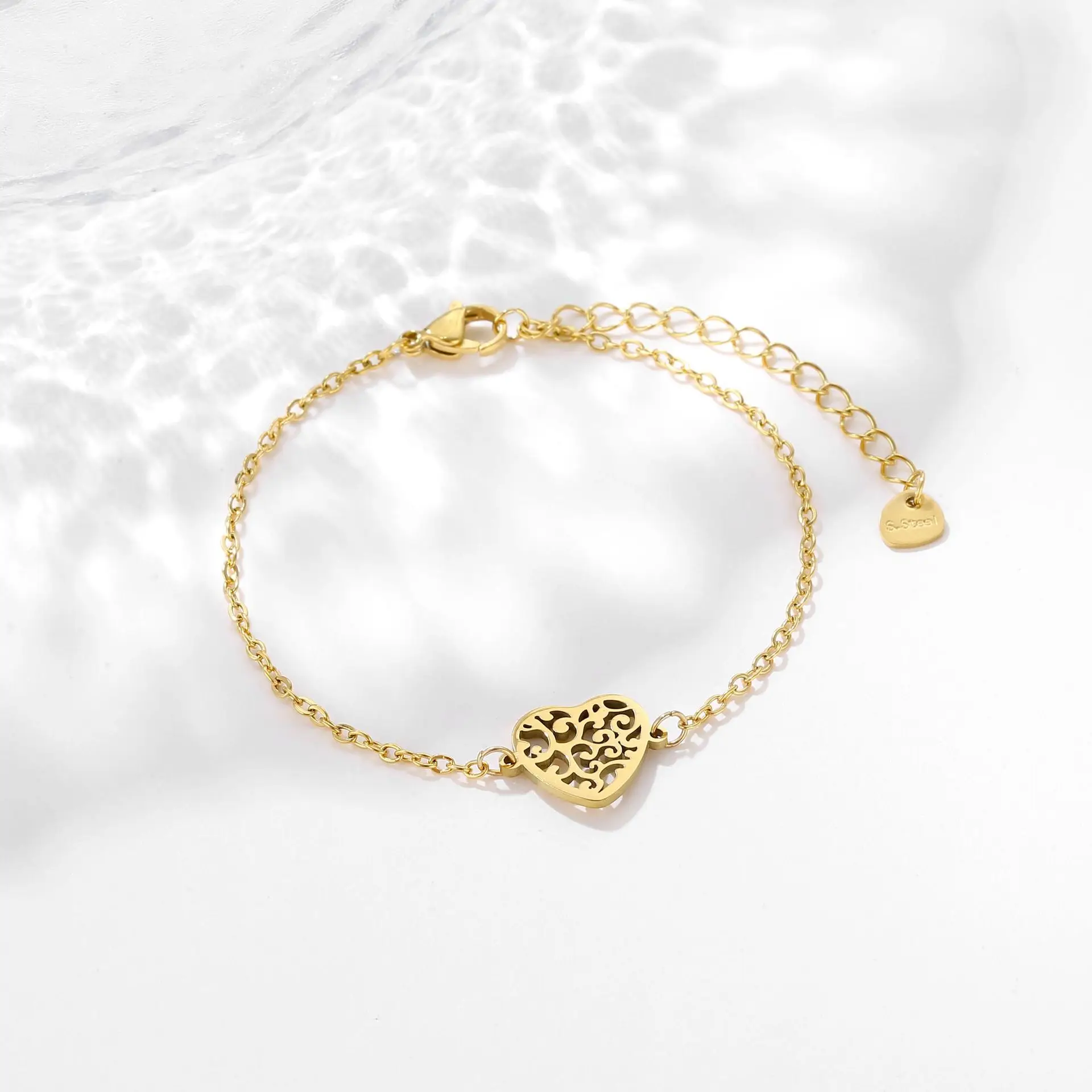 Trend Titanium Stainless Steel Elegant Delicate Heart Bracelet Women Jewelry Wedding Party Premium Gifts