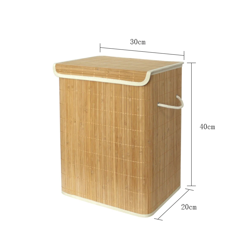 
 Домашняя Складная бамбуковая корзина для белья с крышкой и хлопковой подкладкой   (1477317072)
