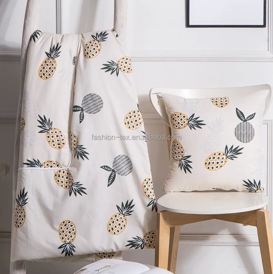 Cheap factory flannel blanket customized Pillow Quilt two in one Zipper Cushion cover Airline Office Sofa Quilt low MOQ
