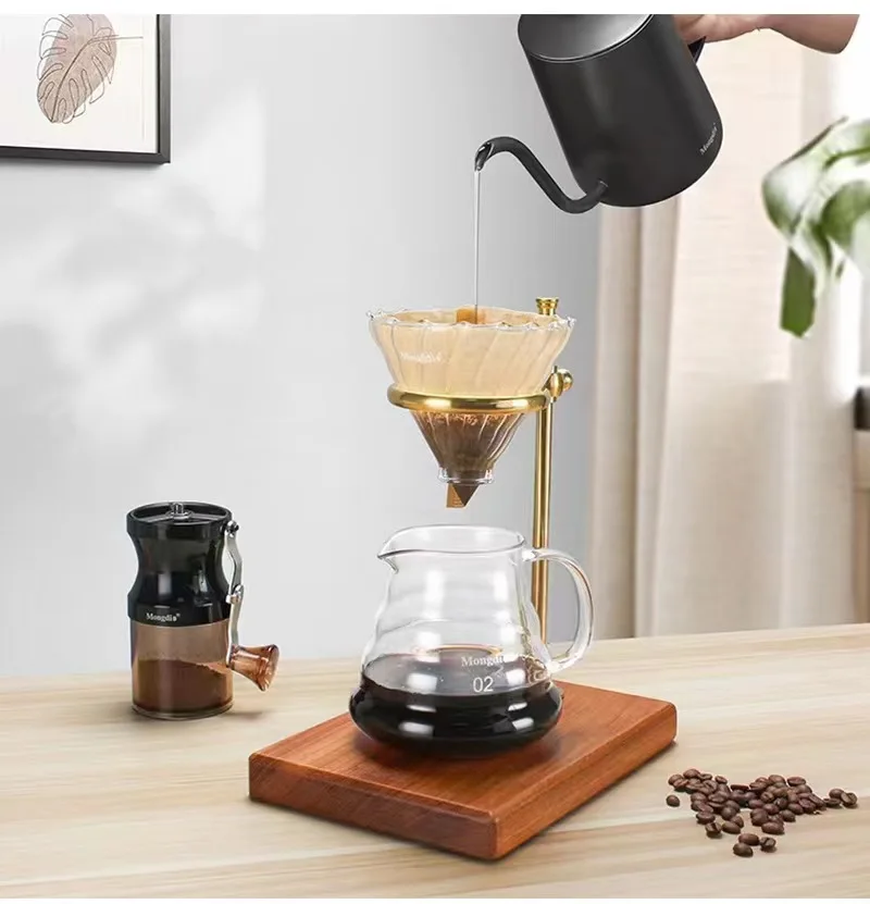 Coffee Hand Drip Cup With Wood Stand Server Dripper for Hand Made Coffee Coffee Maker Tool
