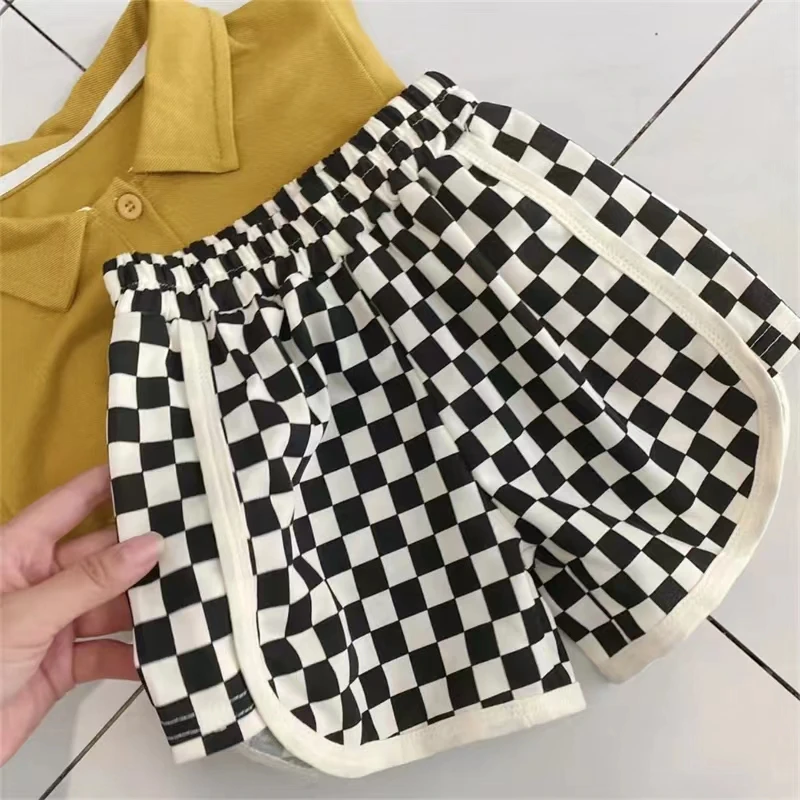Custom design baby clothes girls shorts baby clothes kids checkerboard shorts
