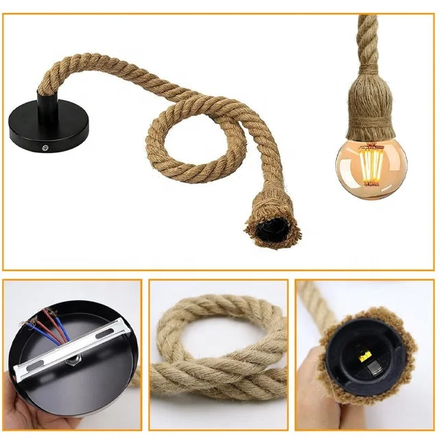 LED Vintage Hanging Edison Light Hanging Ceiling Decoration Pendant Light Twine Ceiling Lights