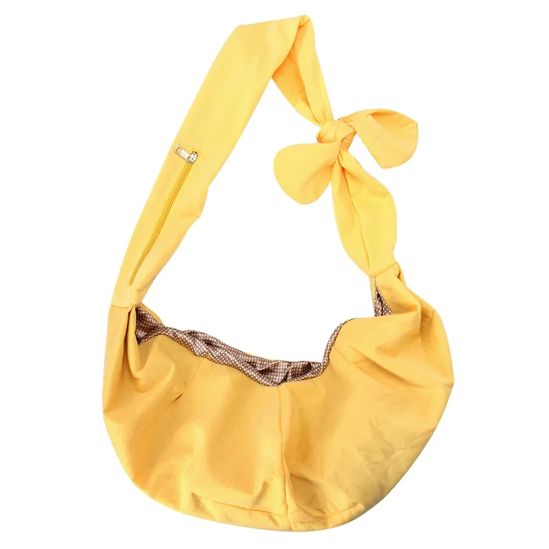 Hand Free Sling Adjustable Padded Strap Tote Bag Breathable Cotton Shoulder Bag Front Pocket Safety Belt Carrying Small Dog Cat