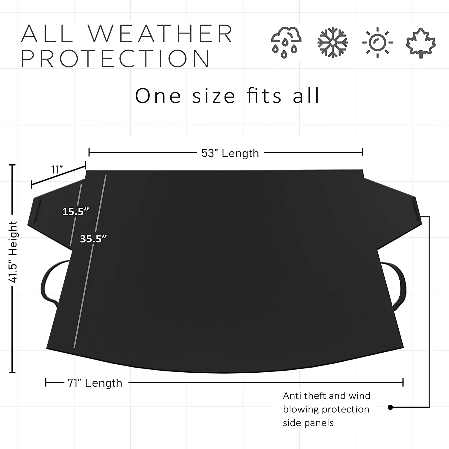 Hot Sale OEM 600D Oxford Windshield Snow Cover All Weather Winter Summer Auto Sun Shade for Cars Trucks Vans and SUVs