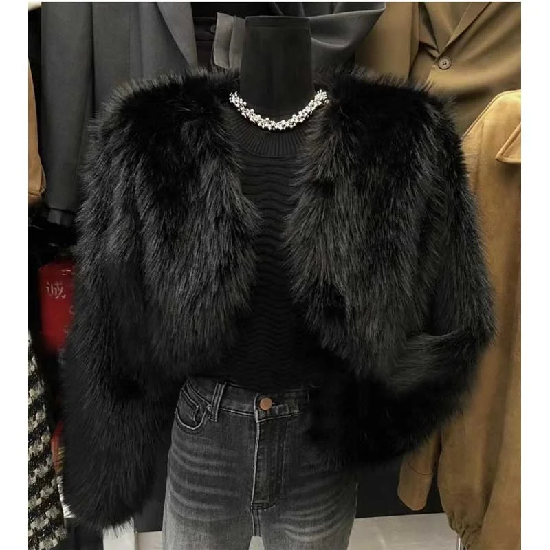 Hot selling winter style ladies jacket short fur coat womens