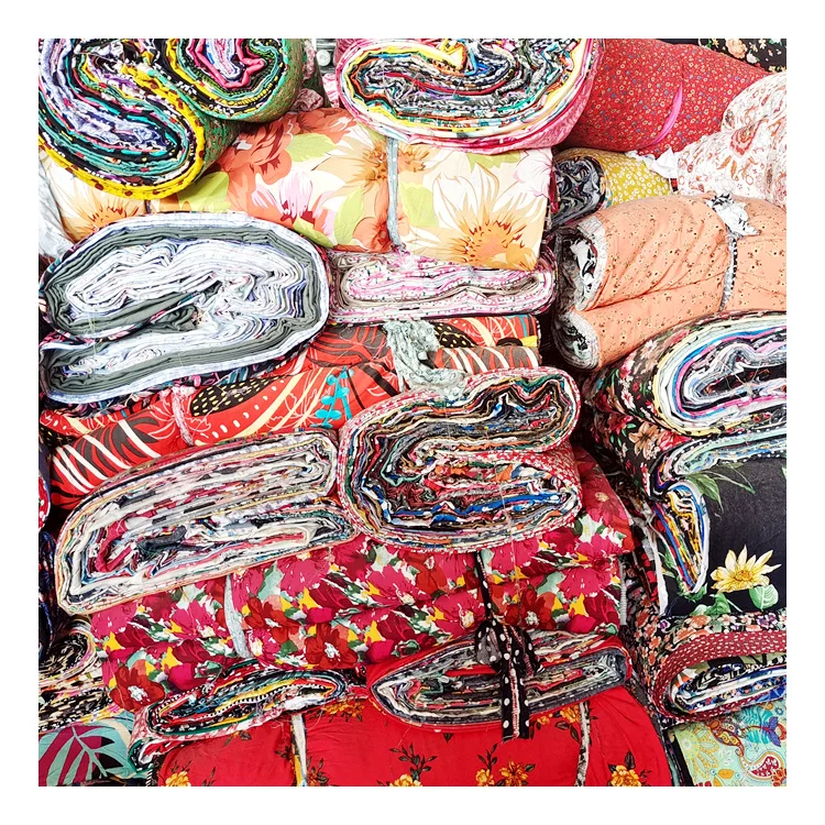 Hot Sale Low Price Inventory Rayon Printed Cut Pieces1-5Meters Ladies Skirt Fabric