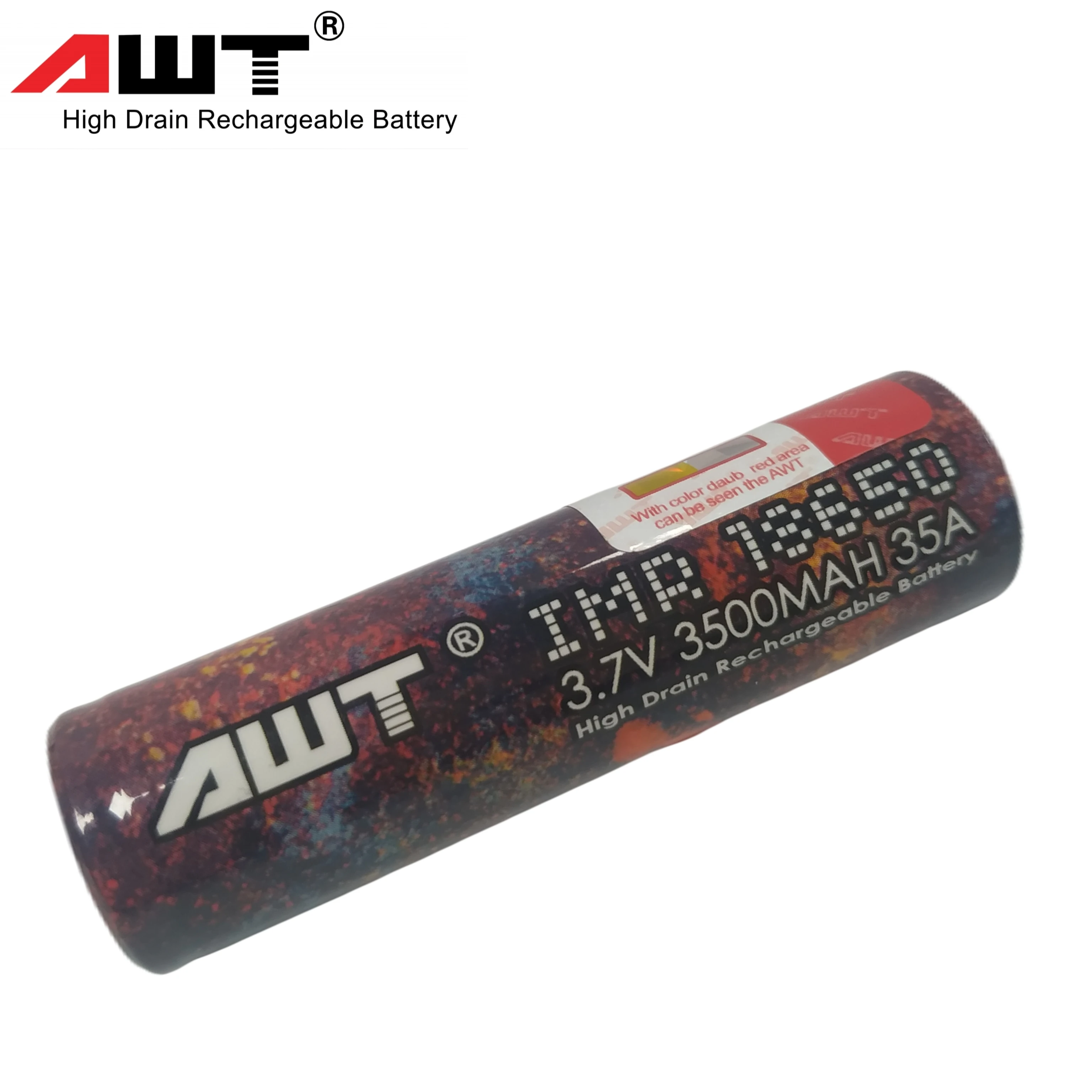 high performance button top Vapcell AWT 18650 3500mah 35A protected battery with micro USB charging for flashlight