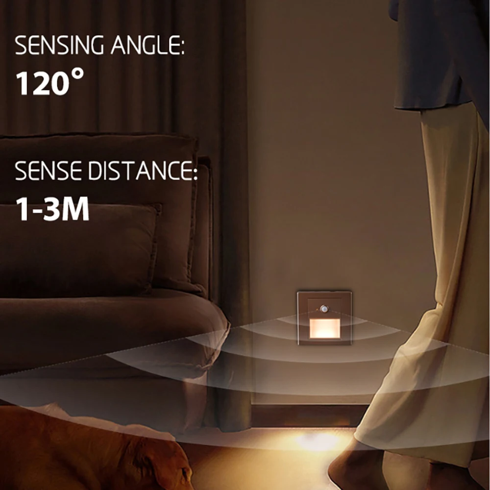 Smart motion led step night light indoor recessed bedroom living room stairs hallway sensor wall lights