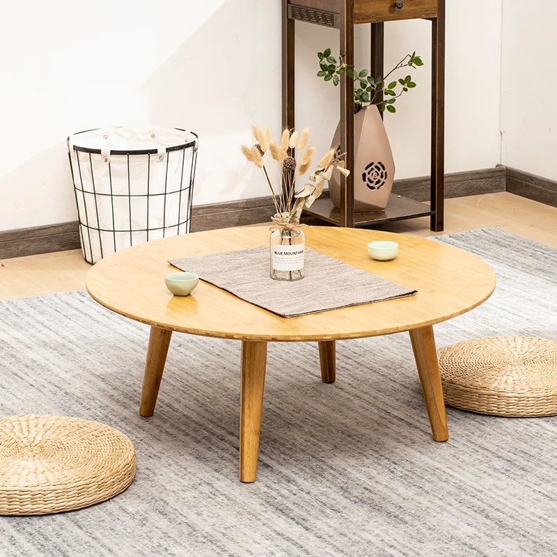 
Dinning table Dia 80cm round bamboo wood Janpanese tatami 