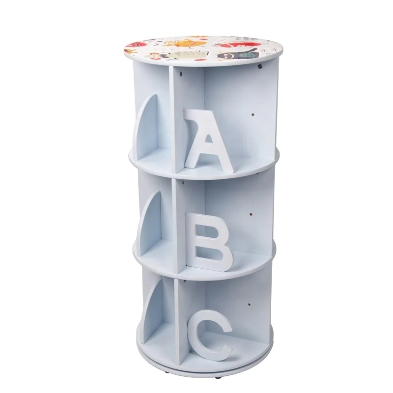 Toffy & Friends rotatable round wooden kids bookshelf storage shelf in Monster design