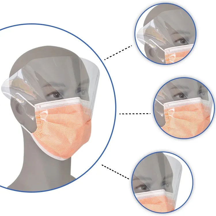 Disposable 3-Ply Anti-fog Face Mask Mouth Cover Ear-loop With Eye Shield Face Mask