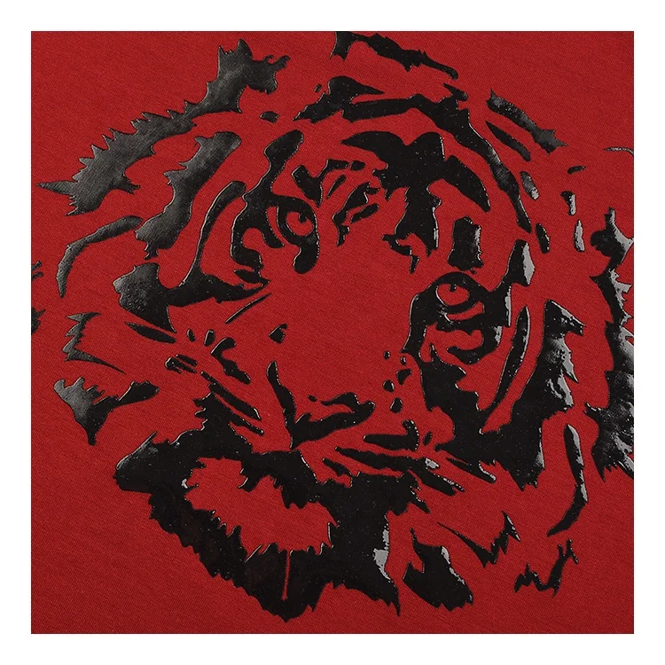 Simple vintage cotton elastic black t shirt custom tiger gel print wholesale t shirts