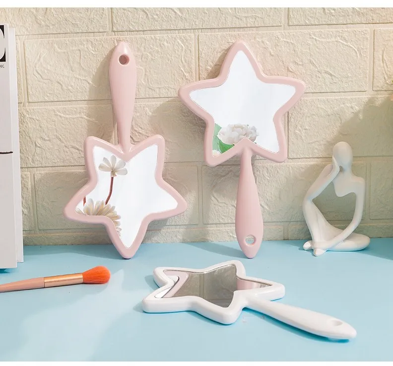 High Quality New Arrival Travel Portable Handheld Cosmetics Star Mirror Custom Logo Makeup Mirrors Single Side Handheld Mirror