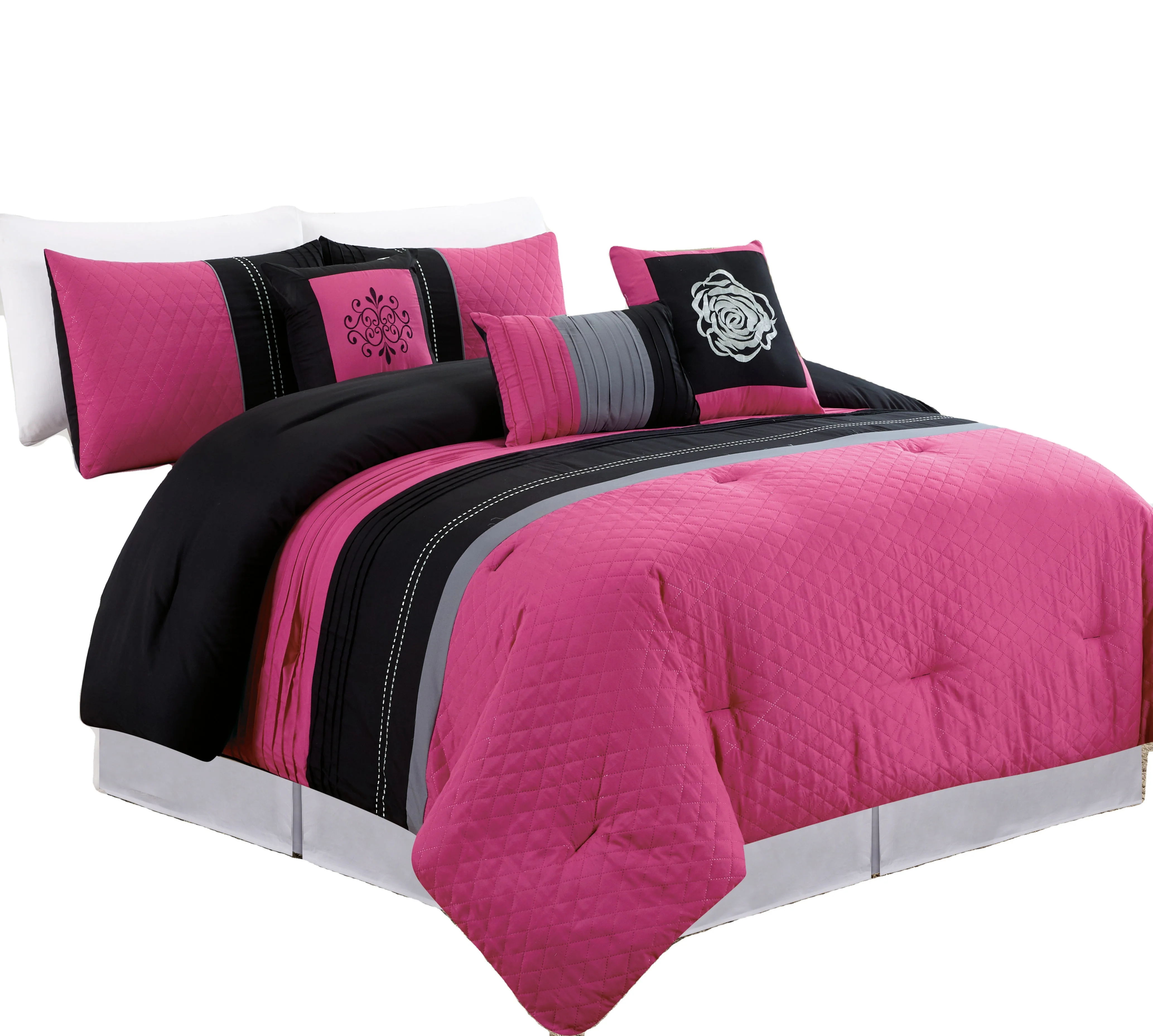 Amazon Hot Selling Patchwork Comforter Sets Bedding For Queen 7 Piece Comforter Set Bedding For Bedroom