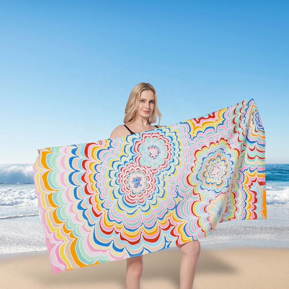 Factory OEM custom 100% Cotton velour Printed Promotion velvet Beach Towel