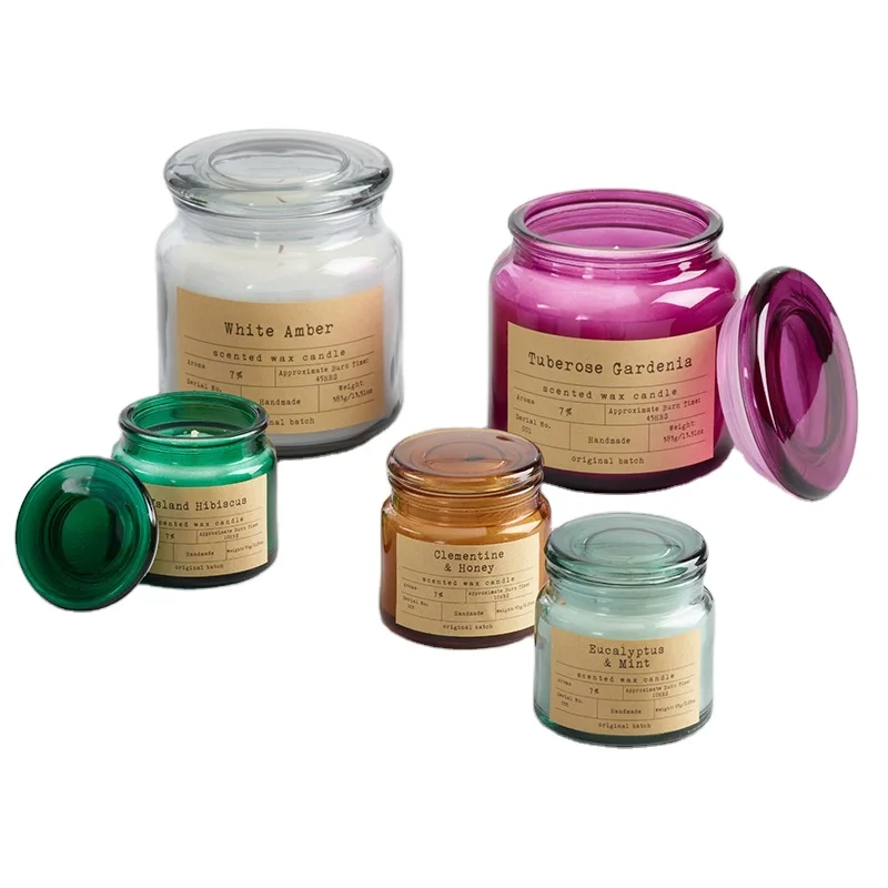 China Factory Wholesale Luxury Glass Candle Jar scented Glass Holder with lid
