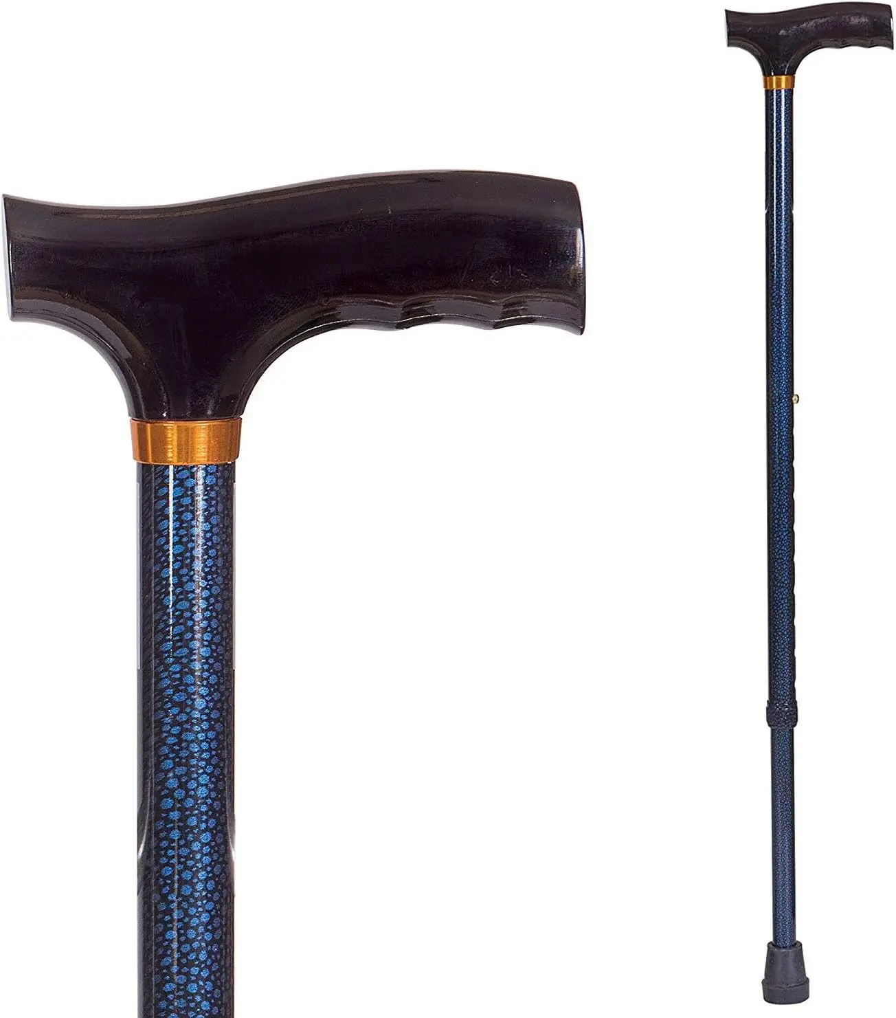Lightweight Aluminum Adjustable Derby-Top Handle Walking Cane with Woodgrain Finish