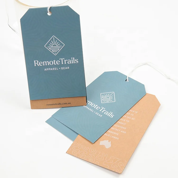 Paper Hangtag Supplier Custom Brand Logo Garment White Cardboard Hang Tag with String and Safety Pin