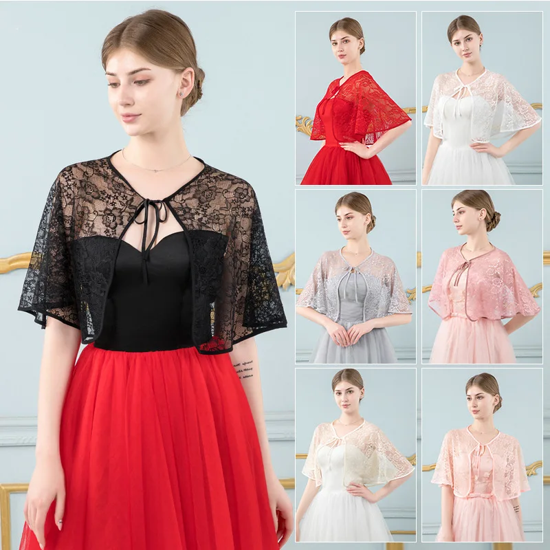 women bridal lace bolero scarf  white red wedding  shawl