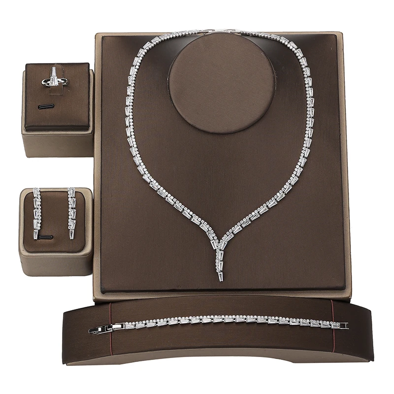 Dubai bridal AAA Cubic Zirconia Luxury jewellery Necklace Fashion Saudi Arabia Wedding Accessories Dining Room Sets
