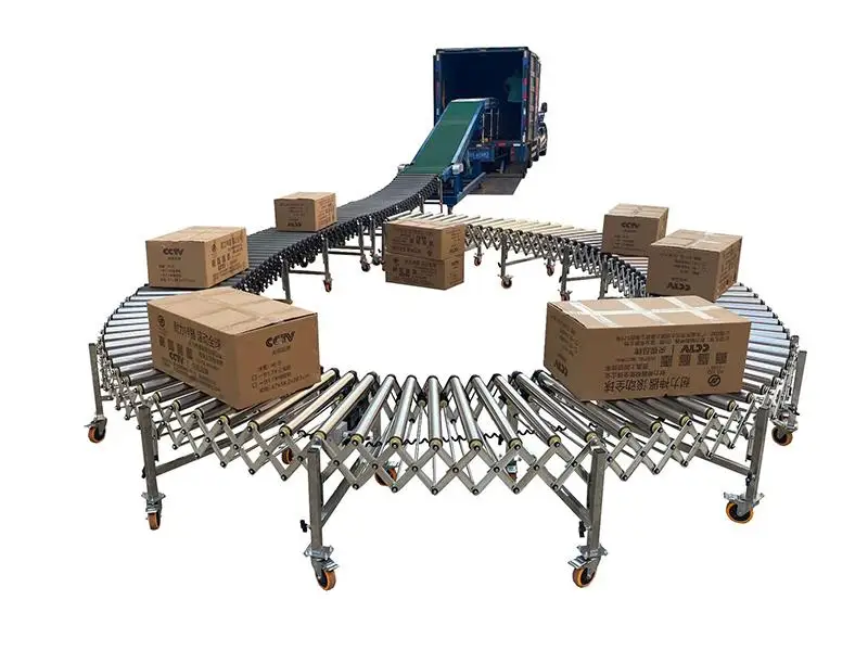 Automatic Product Line Powered motorized flexible Expandable Roller Conveyor System