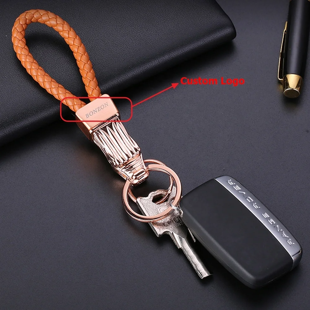 Wholesale New York Trendy Double Loops Keychain Pants Waist Belt Leather Loop Key Chain with LED Lights