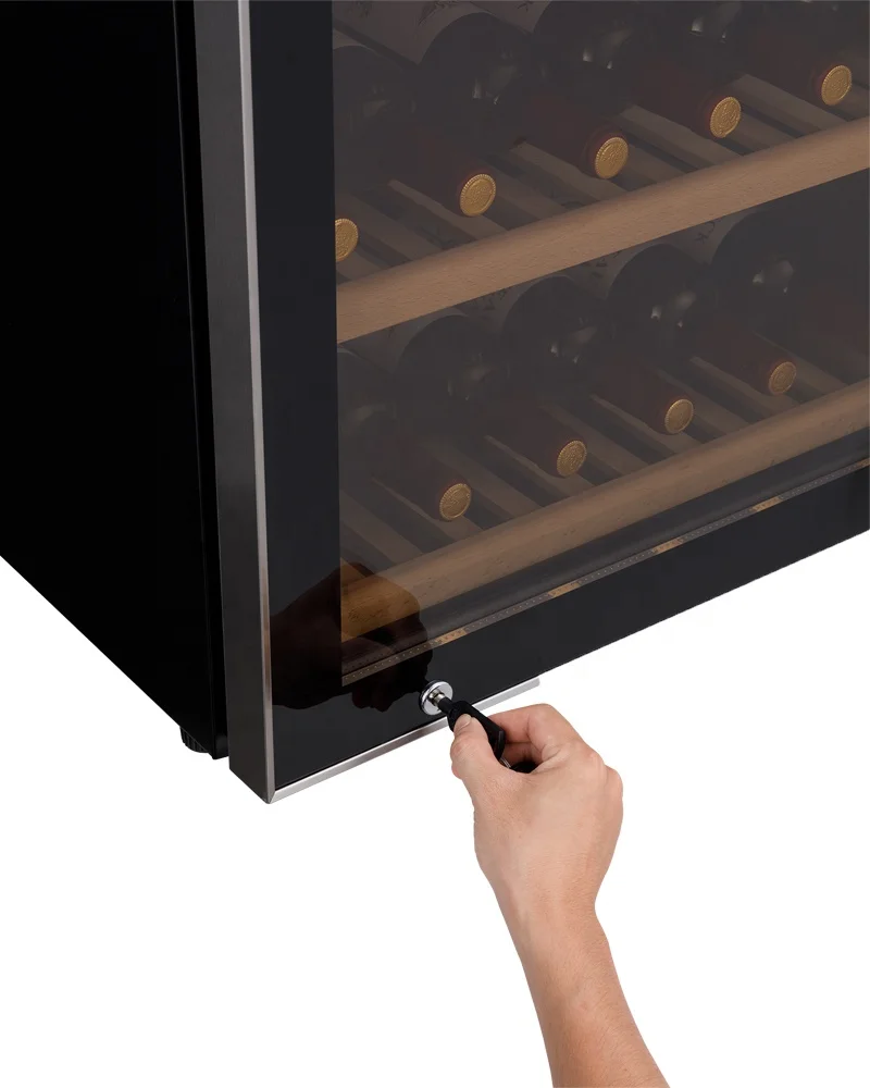 Custom made dual zone 126 bottles black panel compressor big wine fridge