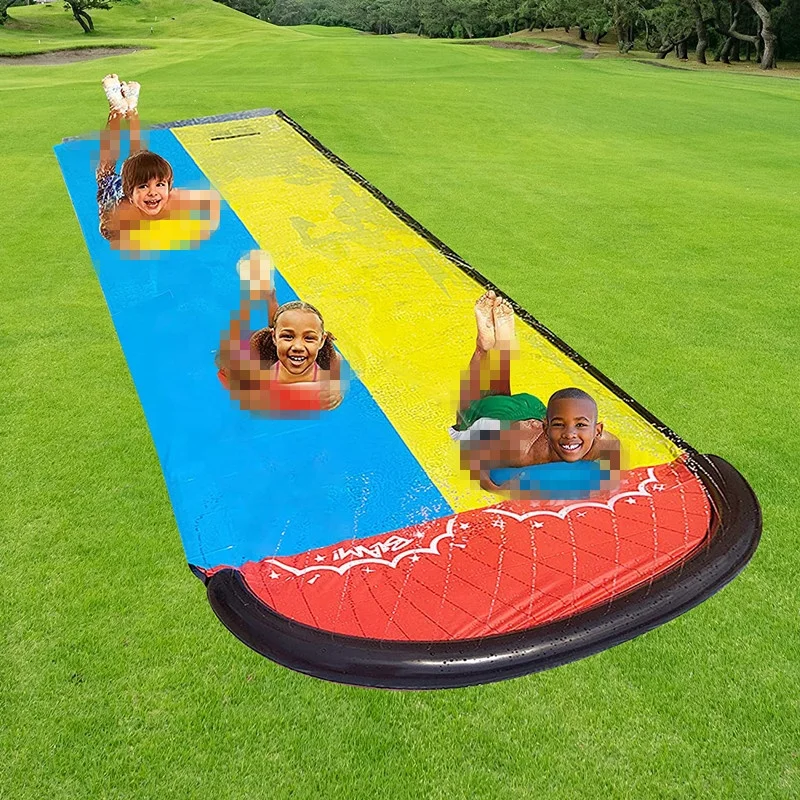 outdoor game toys shark cloud printing inflatable water sprinkler arch single double lane lawn water slip n slide for kid