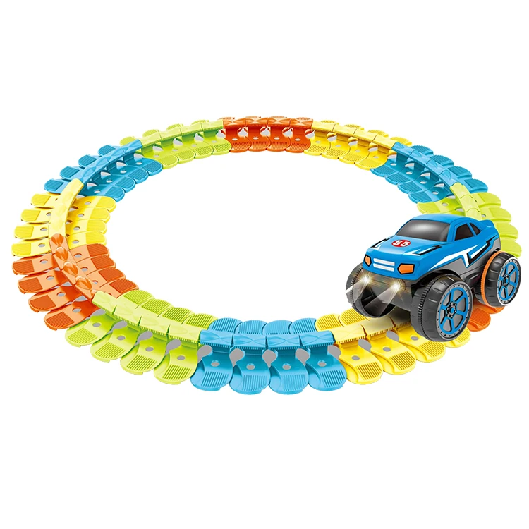 Hot Sale 50pcs Diy Assembled Slot Railway Racing Flexible Toy Changeable Car Track for Kids