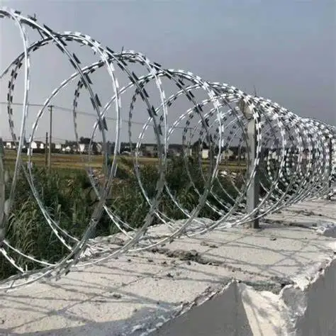 Cbt-65 Concertina Razor Barbed Wire 14 Gauge Stainless Steel Barbed Wire