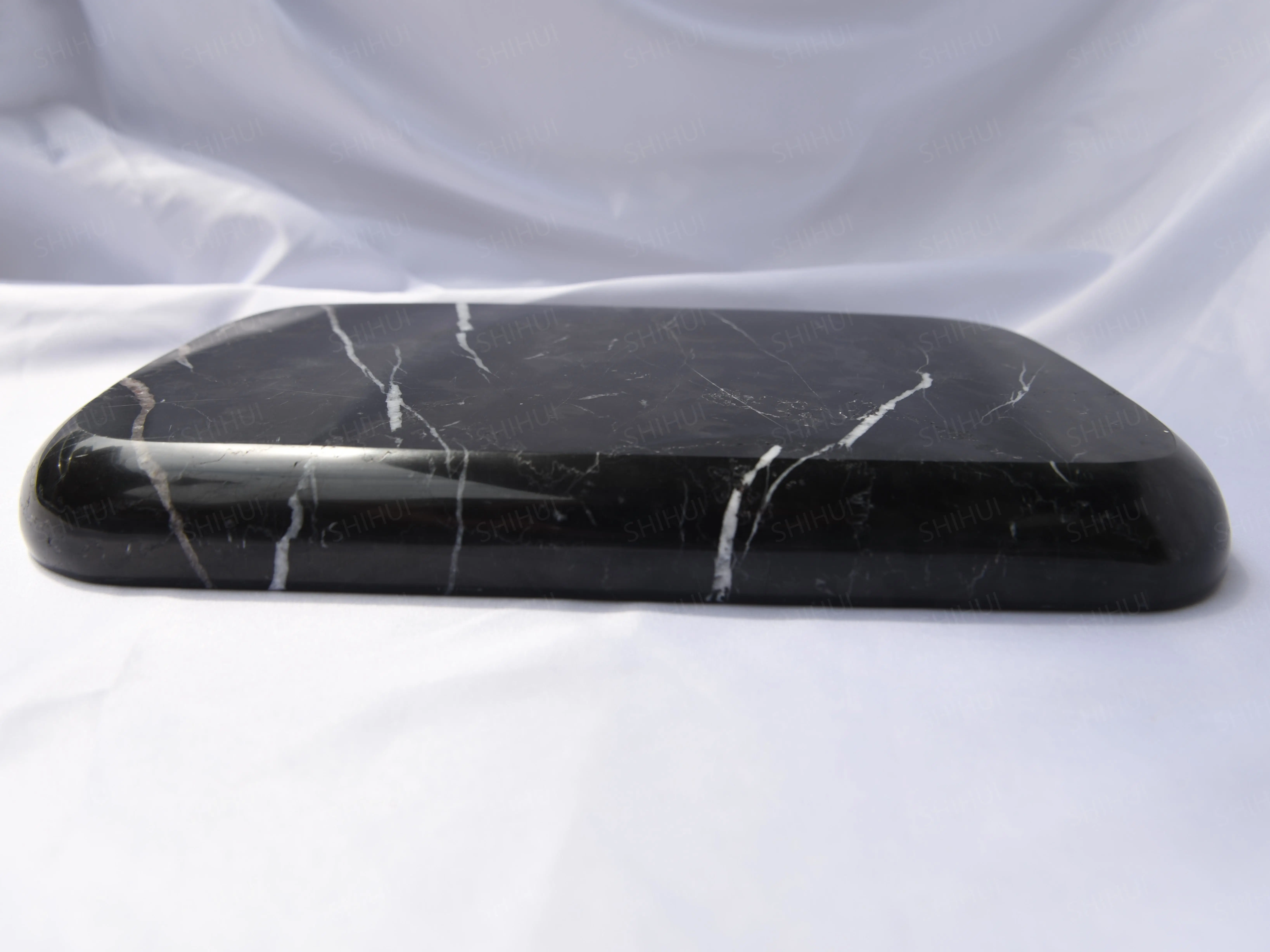 SHIHUI Natural Stone Kitchen Accessories Tableware Sell Rectangle Nero Marquina Black Marble Serving Square Tray