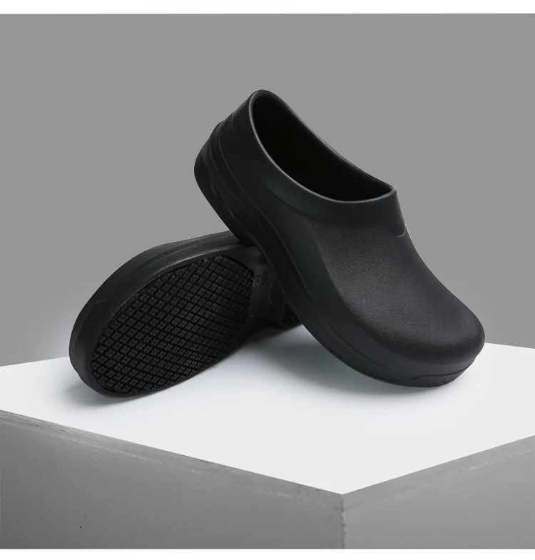 White PVC Clogs For Nurse In Hospital Black High Heel PVC Waterproof Work Shoes Oil Resistant For Chef In Kitchen