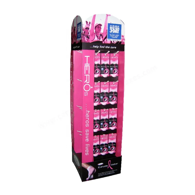 Custom Retail Cardboard Floor Hook Display OEM Printing Corrugated Cardboard Display With Hooks