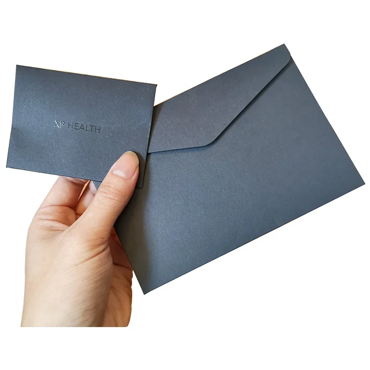 EN-15 Elegant customized UV logo invitation Envelope Black cardboard envelope for Wedding invitations