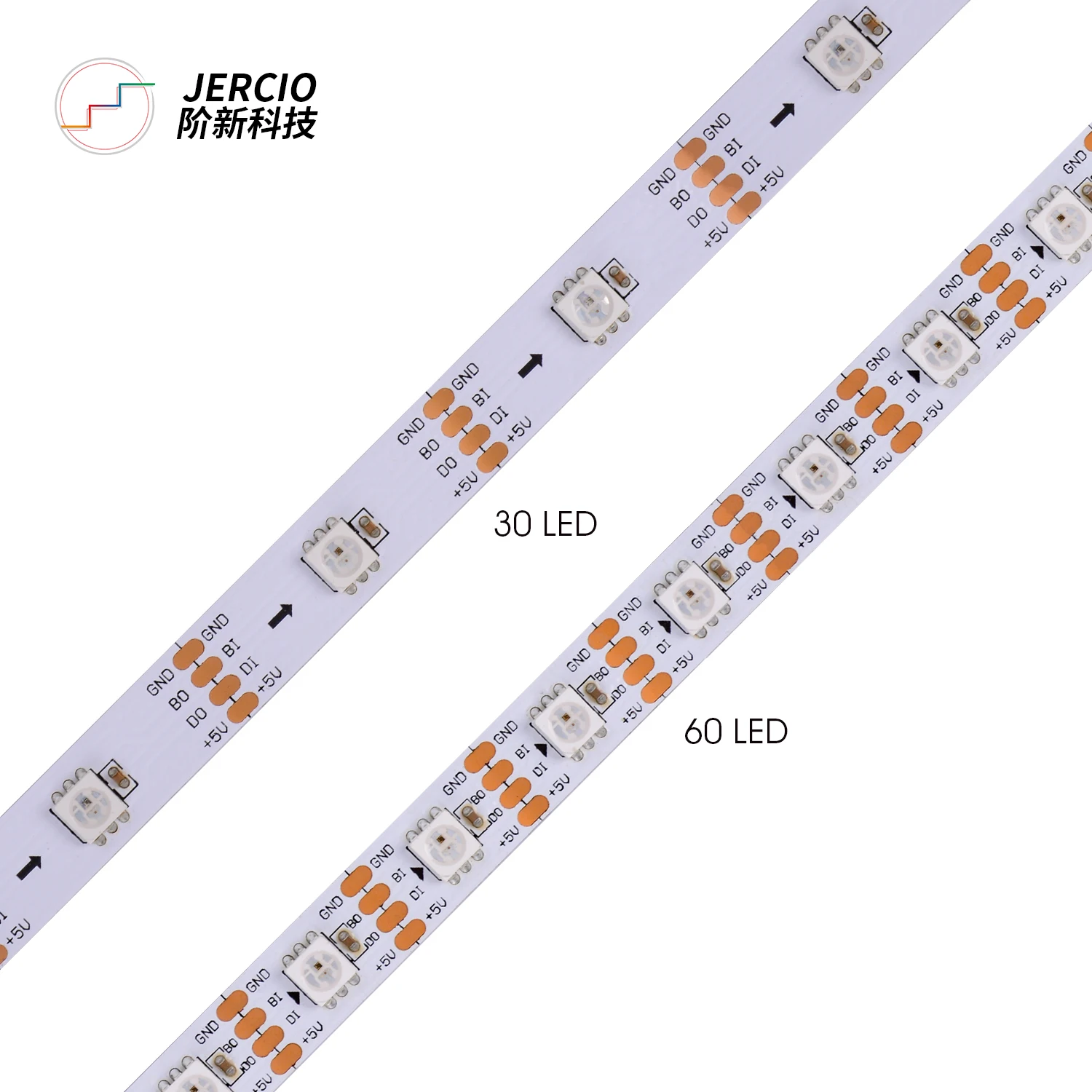 JERCIO SK6815 / WS2815 / GS8208 Built-in IC Programmable  DC12V break point continuous transfer RGB Flexible LED Strip