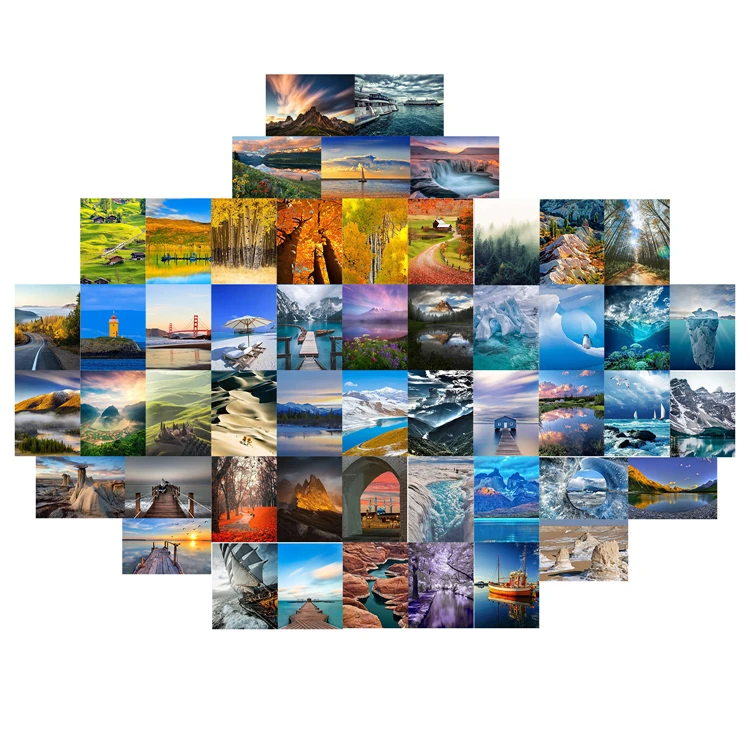 Custom Size Printing Paper 50 Postcards Mosaic Anime Postcard Wall Sticker Wall Collage Kit