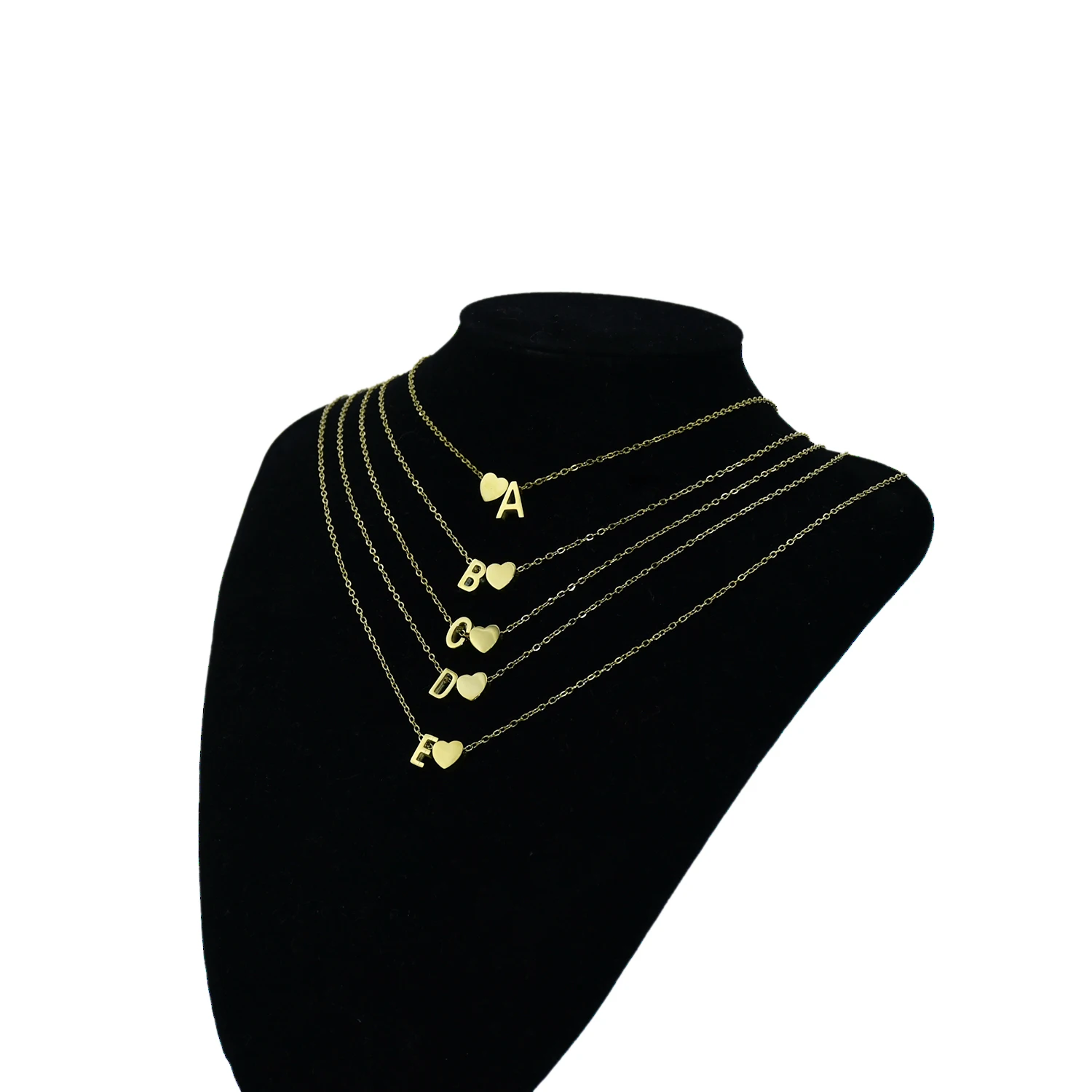 Gold Minimalist Heart with Initial Letter Pendant Choker Neck Chain Necklace Jewelry Charm Gift