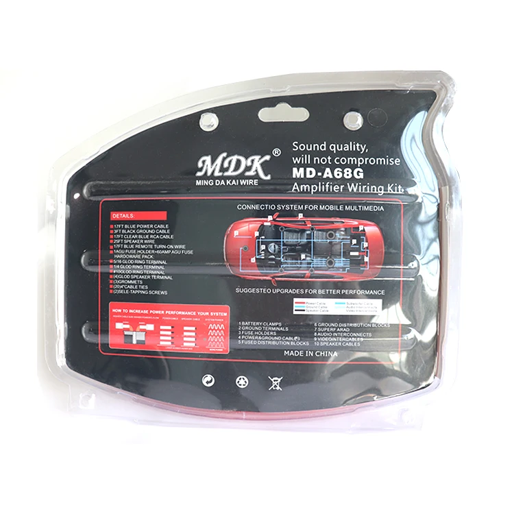 Wholesale 2000W Car Audio Wire Wiring Amplifier Subwoofer Speaker Harness Installation Kit 8GA Power Cable