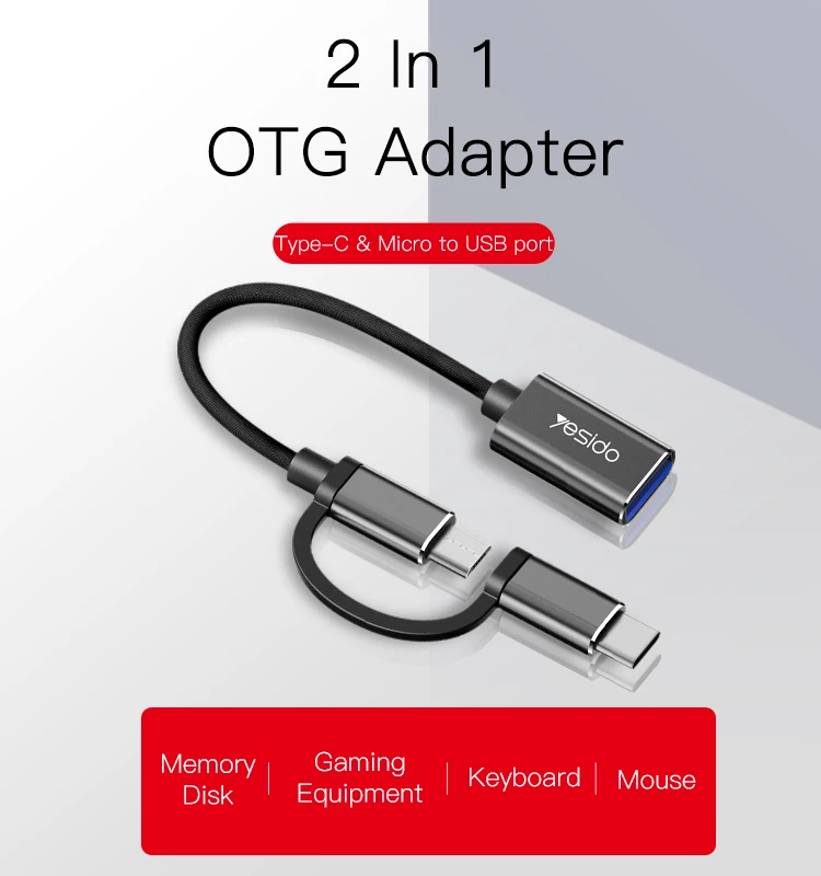  Yesido 2 в 1 Micro Type C USB Otg адаптер кабель Type-C к Usb 3 0 OTG для мобильного