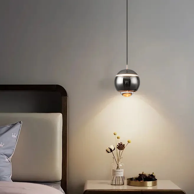 Modern simple small indoor bedroom crystal bar led pendant light creative restaurant chandelier lifting atmosphere lamp