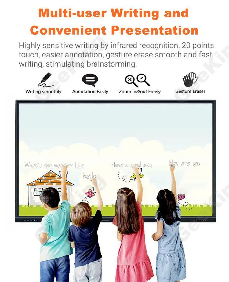 Customized 86' teaching smart board 20 Points Infrared Smart Touch Screen Interactive Whiteboard