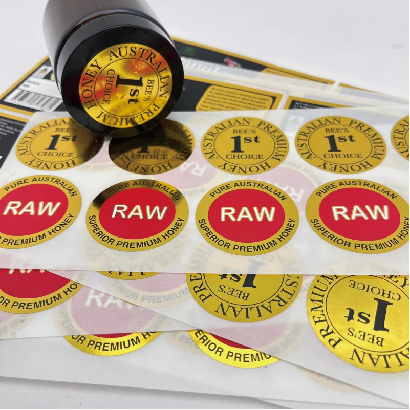 Custom Waterproof Vinyl PVC Custom Gold Foil Logo Sticker Circle Sticker Label